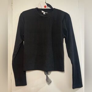 NWT Black jacquard sweater with back cut out and tie, size M